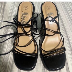 SHEIN Black Strappy Heels for Women